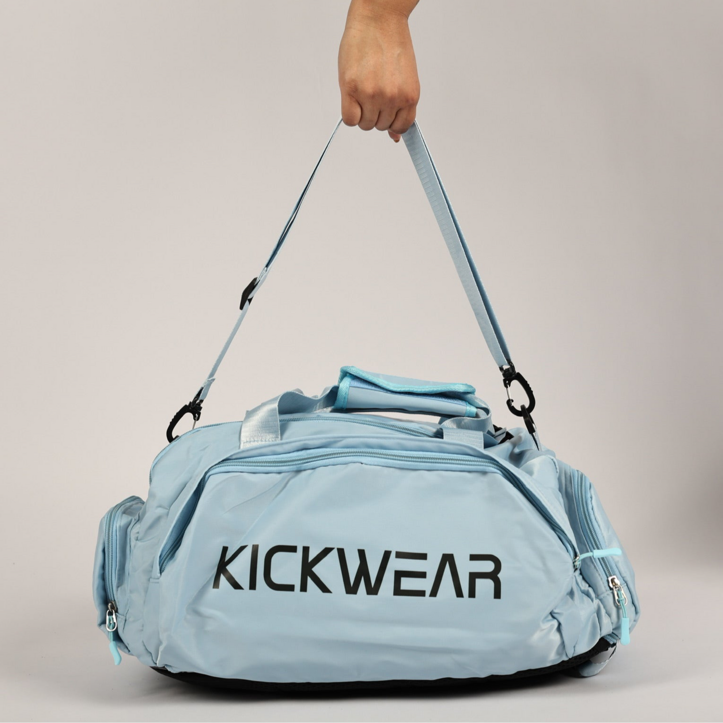 Light Blue Large Kickwear Convertible Duffel Backack Removable Staps