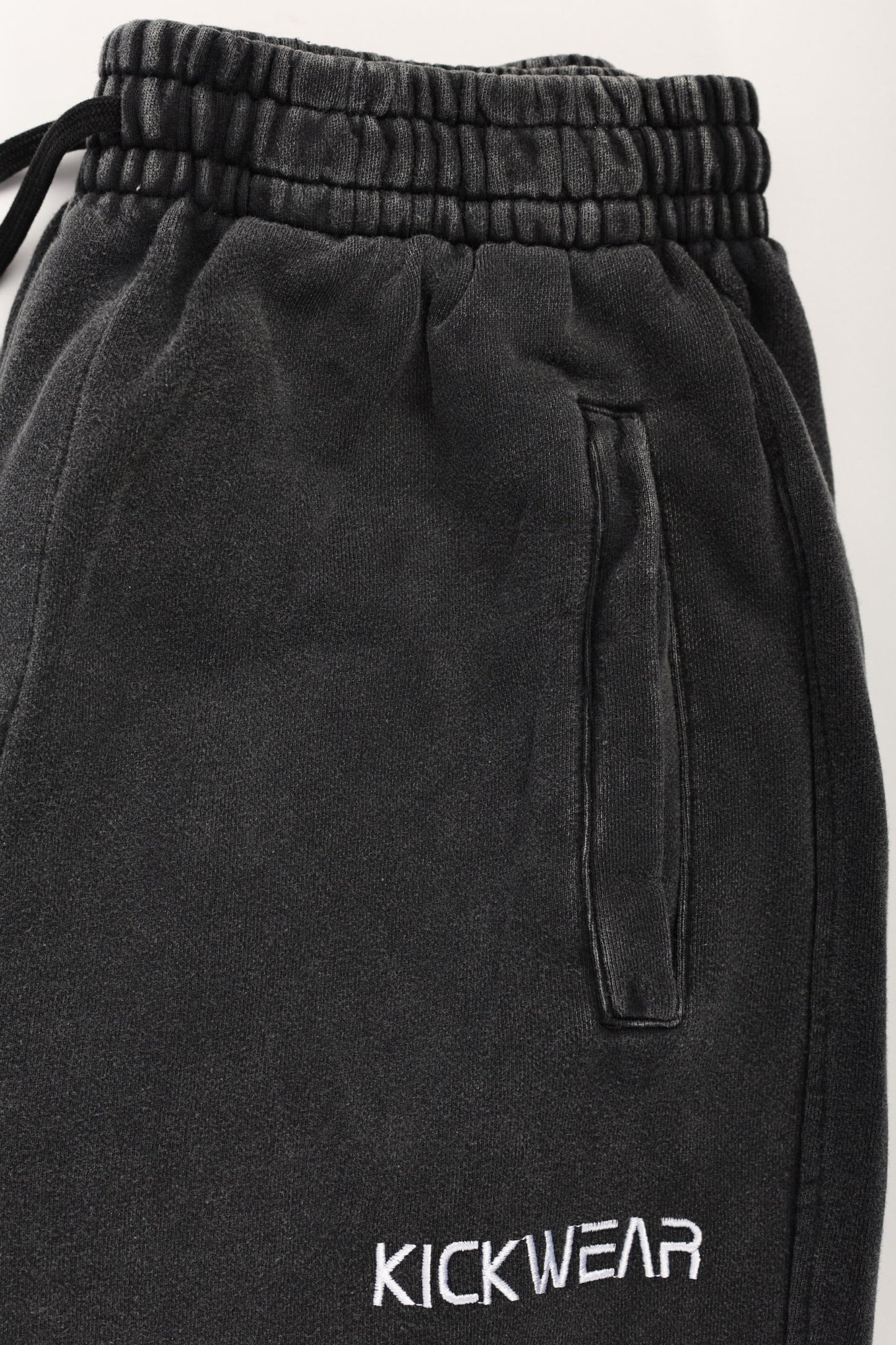 Essentials Acid Wash Texture Comfy Sideline Cozy Crew in Black Crewneck Set Terry Cotton Lining with Classic Elastic Joggers