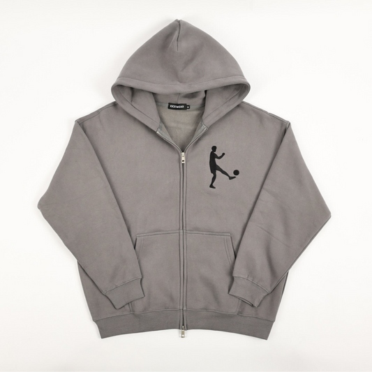Kickwear comfy grey zip-up hoodie black kickman logo sweats