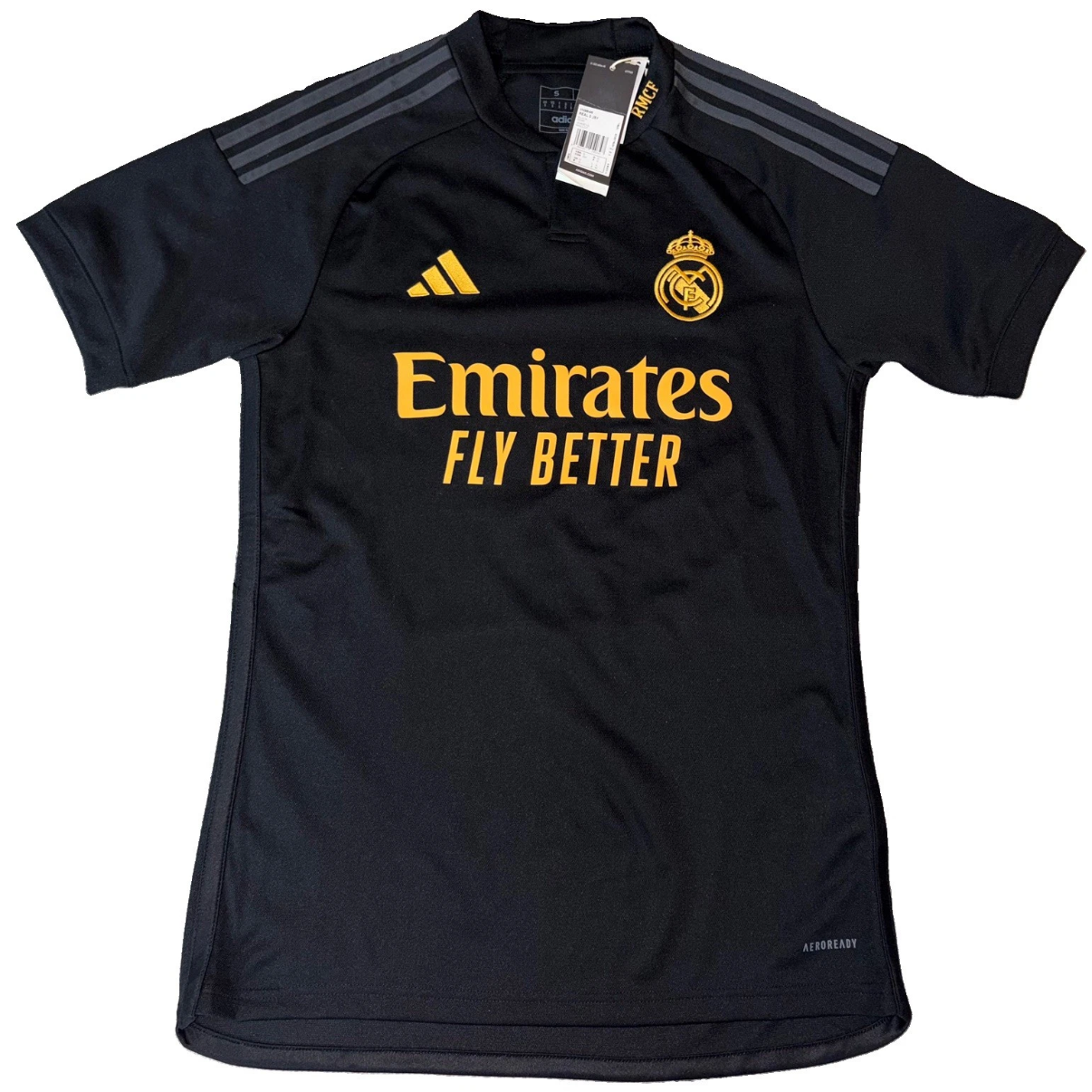 Adidas Real Madrid 2023/24 Third Jersey Black & Gold BNWT Size Small