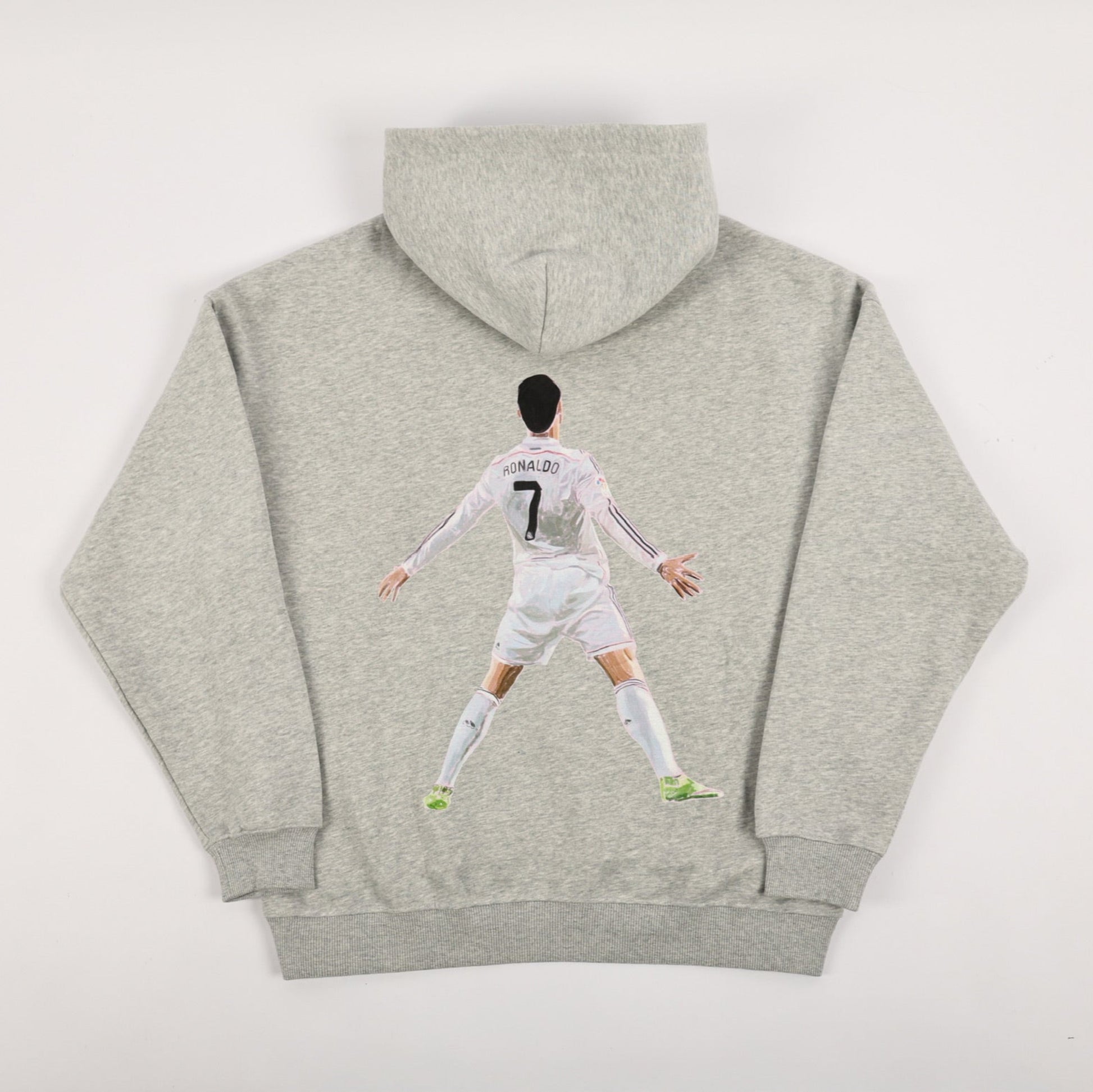Iconic Sui celebration Essentials Comfy Light Grey Hoodie Ronaldo Football Icon Soccer Fleece Print 