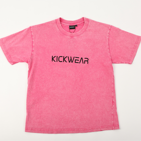 Pink Acid Wash Texure Oversized Offside Classic Tshirt Half Sleeves large kickwear logo drop shoulder